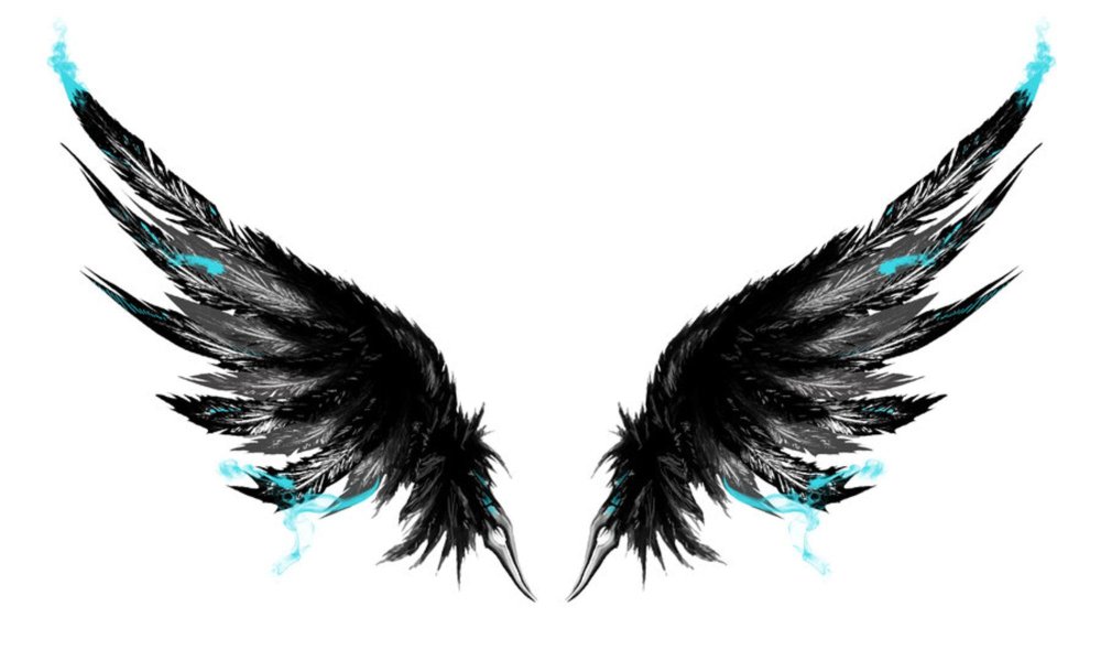 Белые Крылья на черном фоне