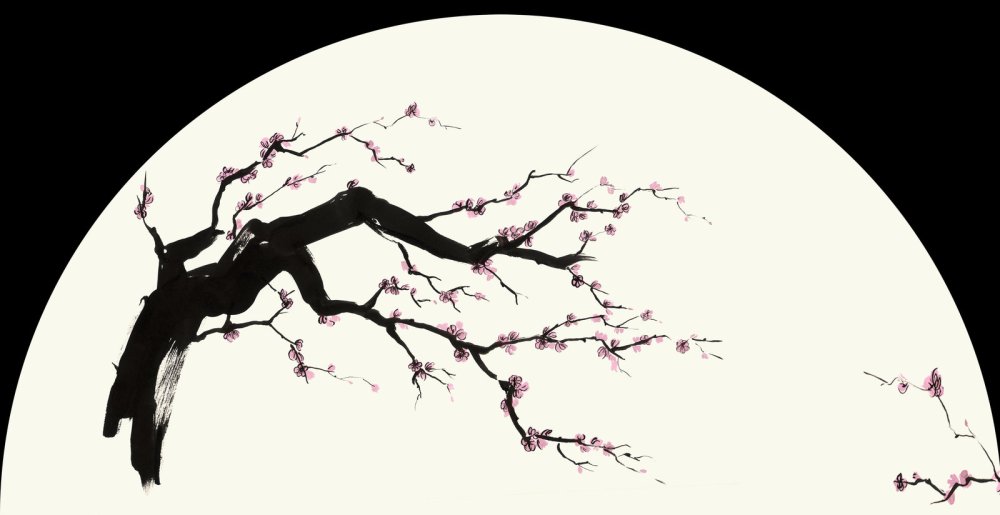 Китайская живопись на черном фоне