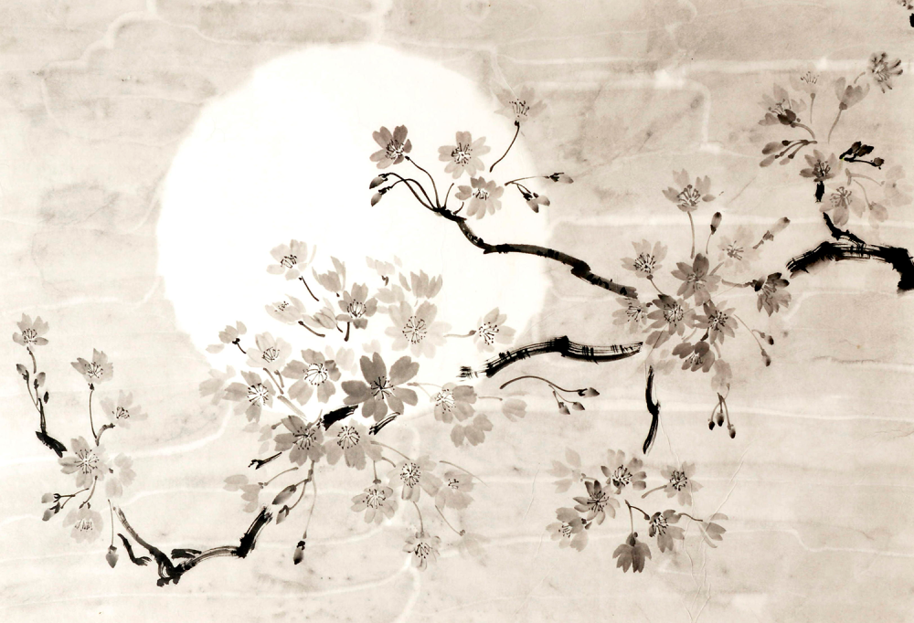 Японская живопись Суми-э Сакура