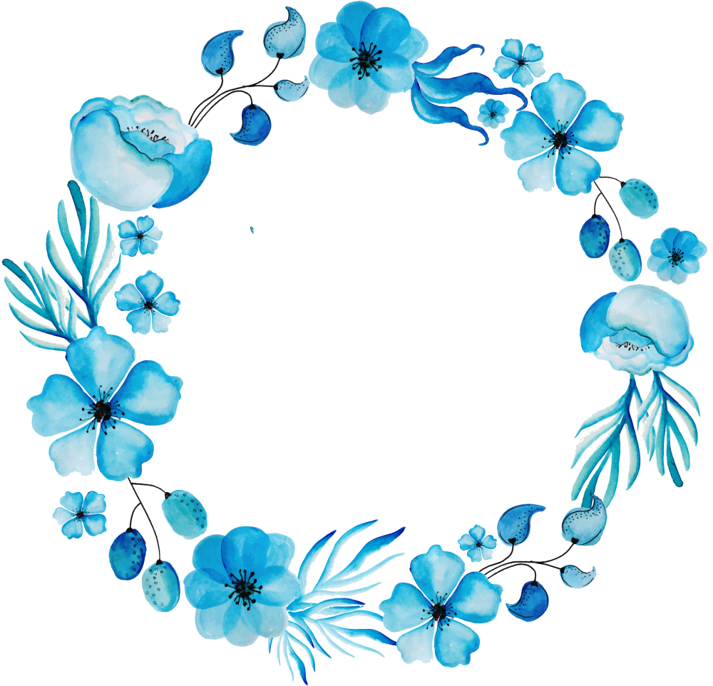 Круглый венок из голубых цветов