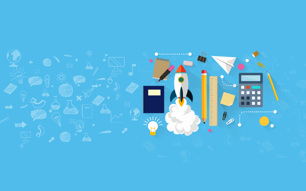 Орнамент из школьных принадлежностей