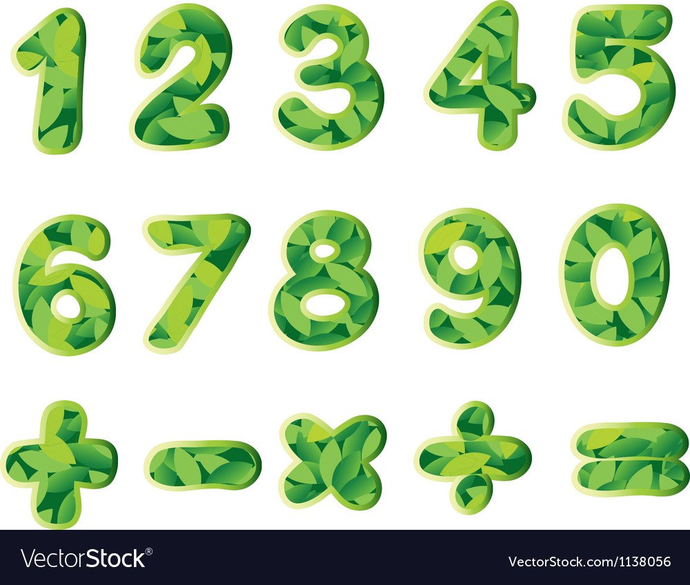 Зеленые цифры на белом фоне