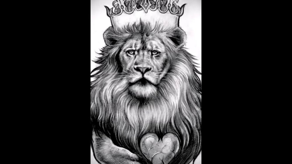 Лев с короной на черном фоне