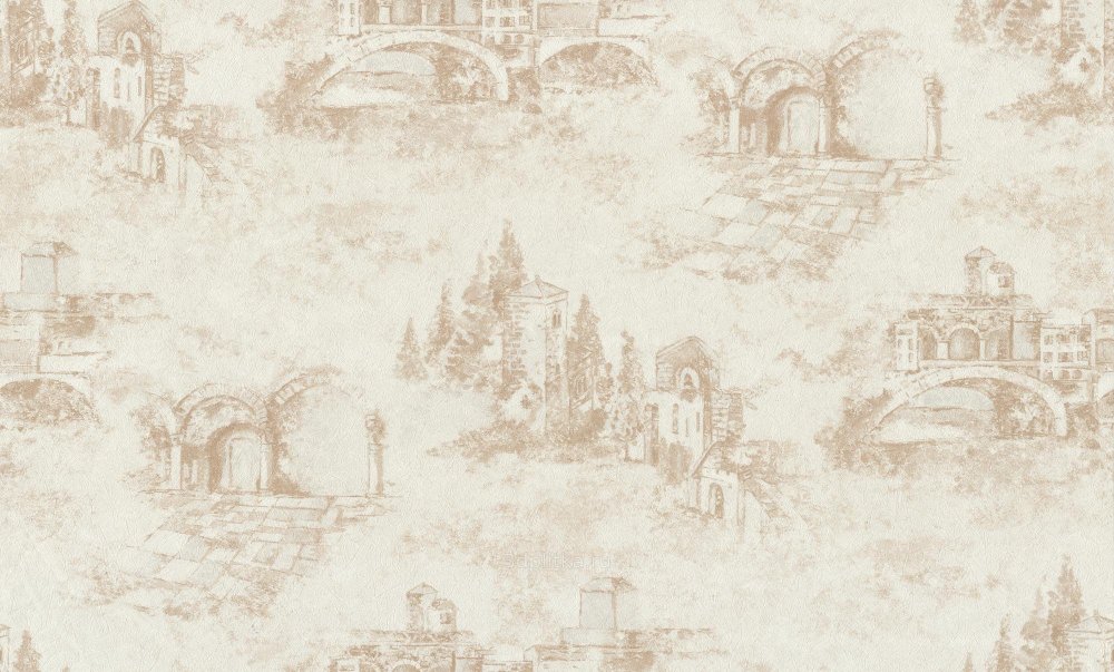 Обои бежевые с домиками