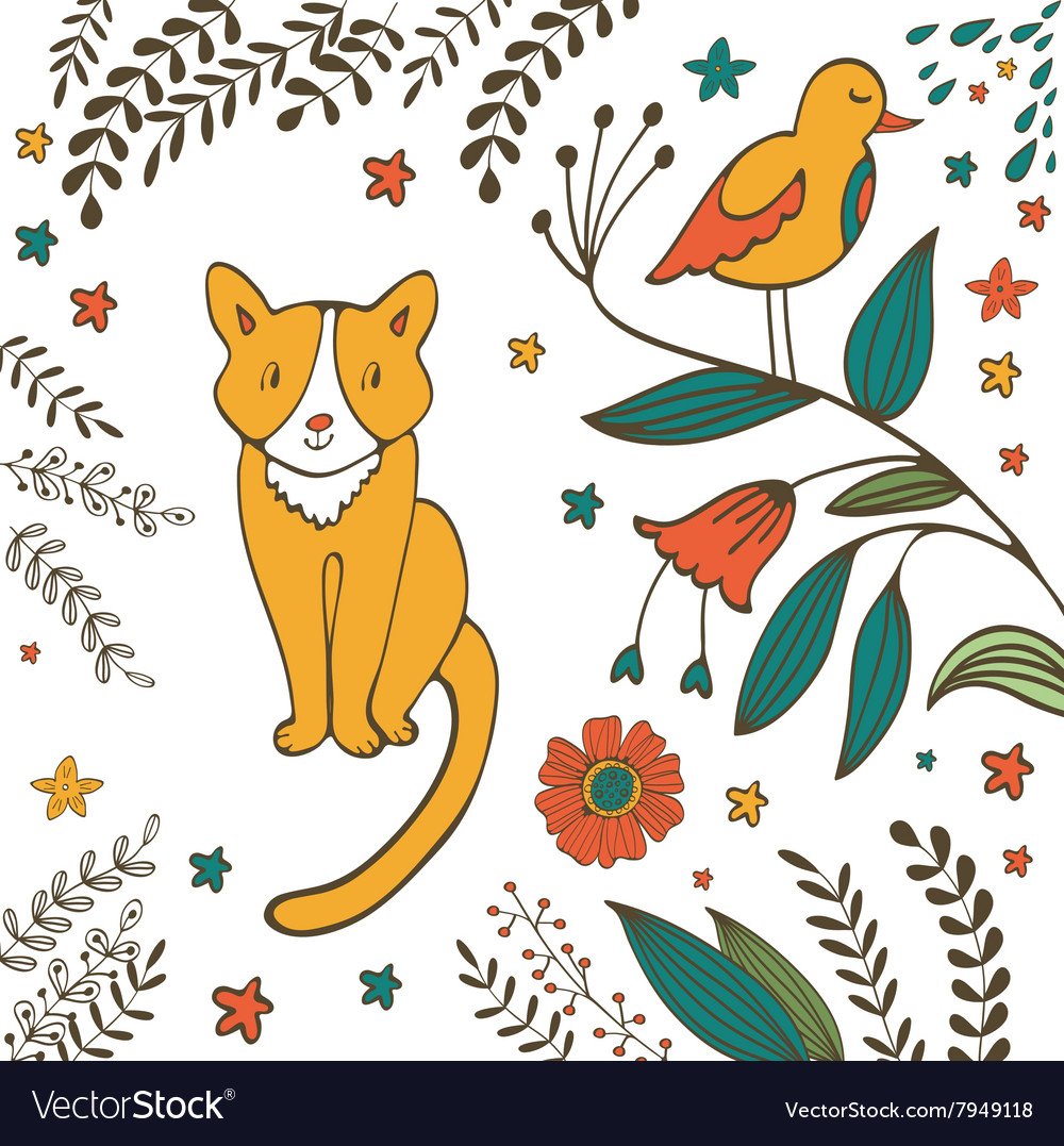 Кошки Весна вектор
