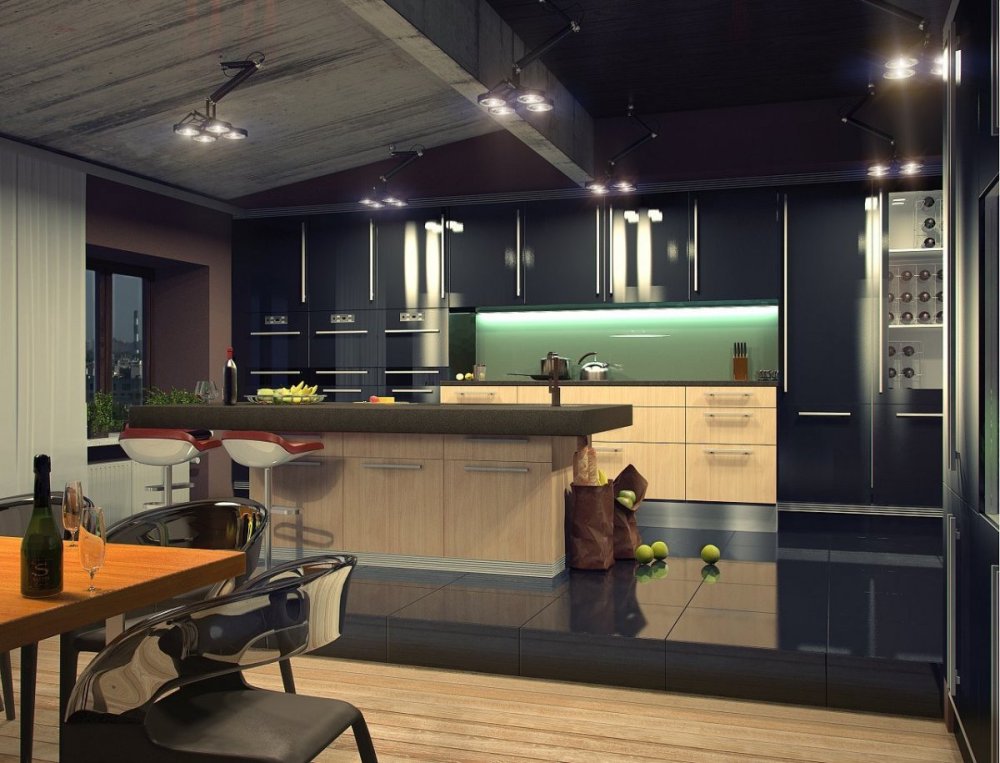 Освещение кухонной зоны на предприятии