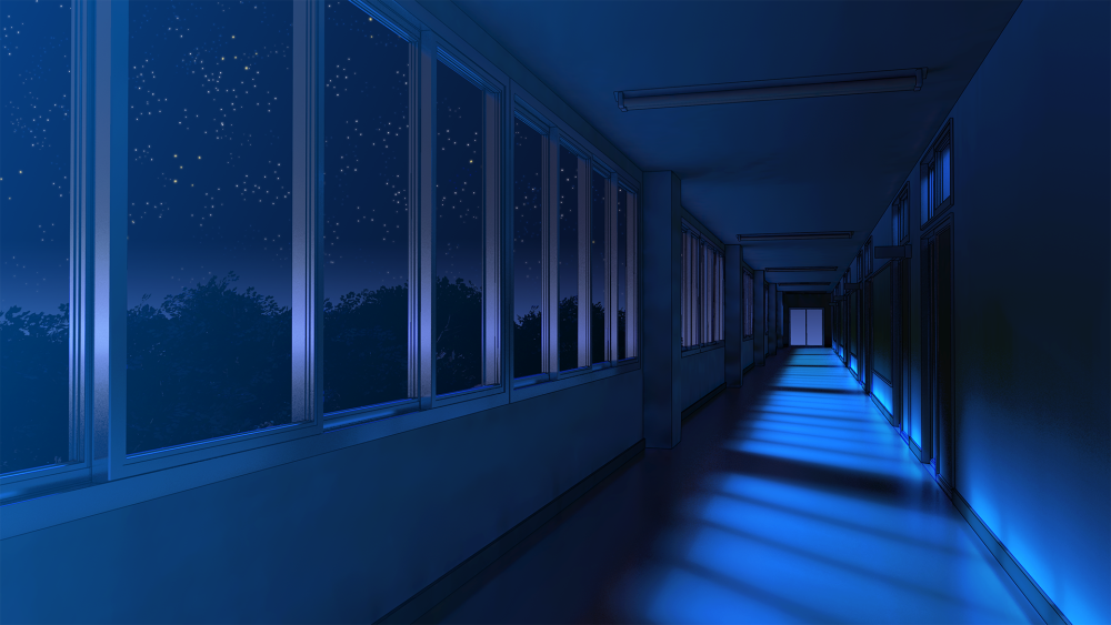 Коридор школы ночью