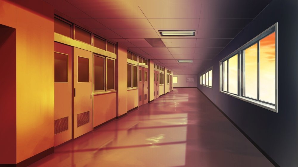 Аниме фон школа коридор гача