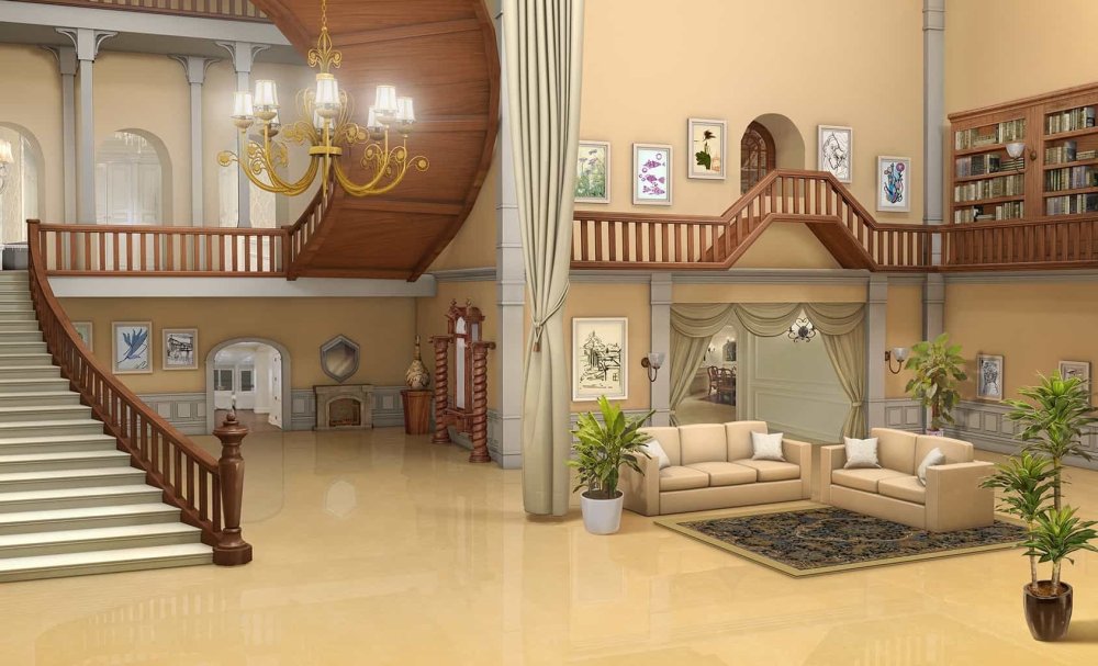 Аниме фон лестница в доме