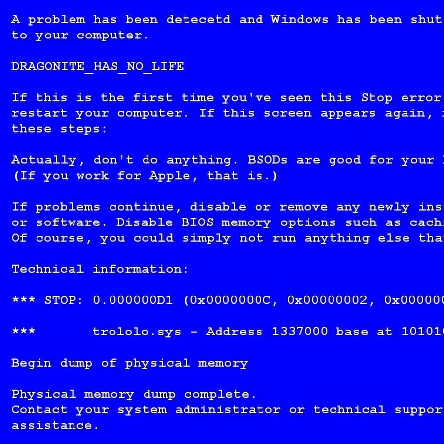 Синий экран смерти виндовс хр
