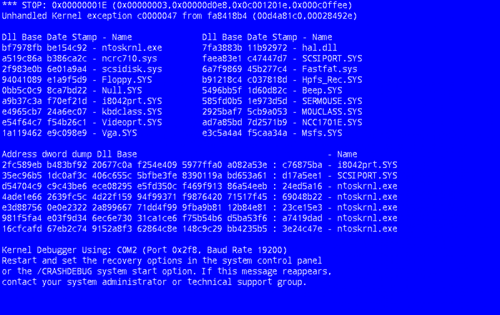 Синий экран смерти на компе