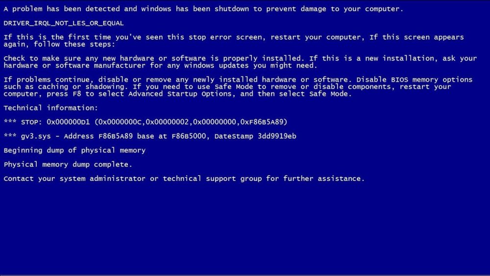 Синий экран BSOD