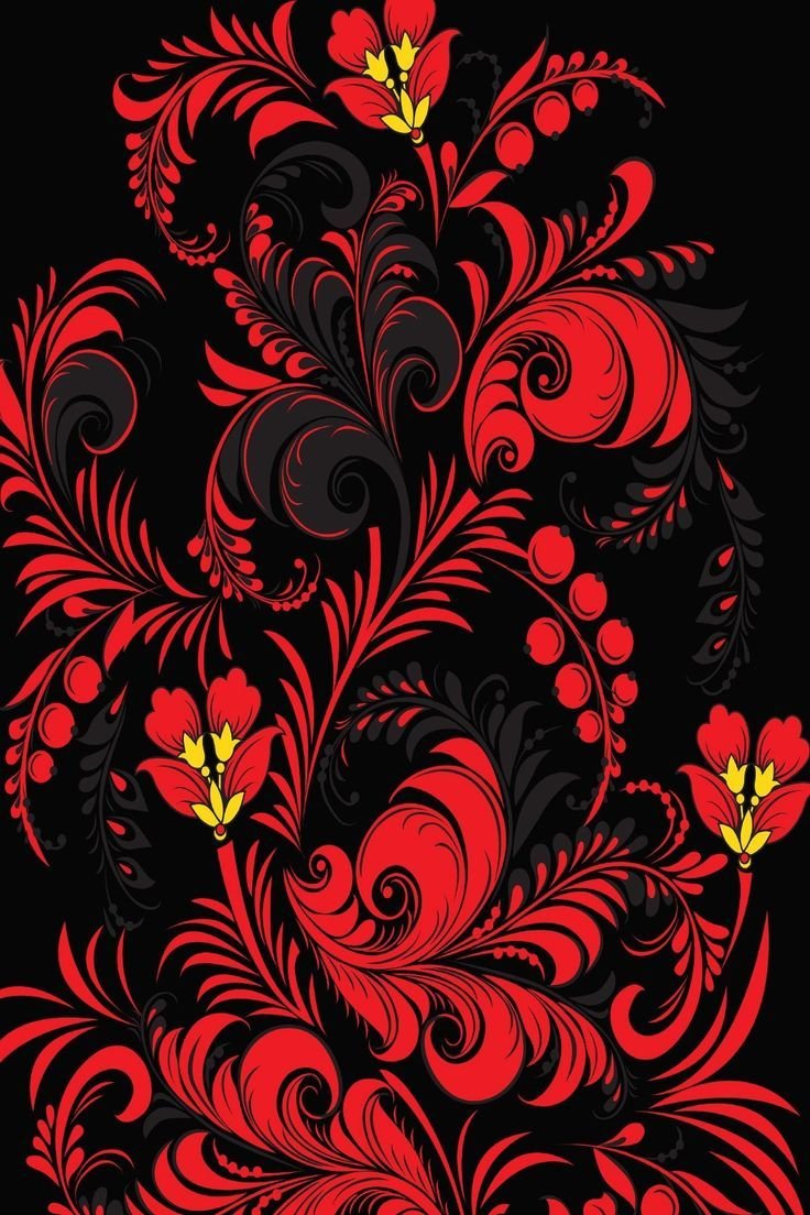 Хохлома с оранжевой основой