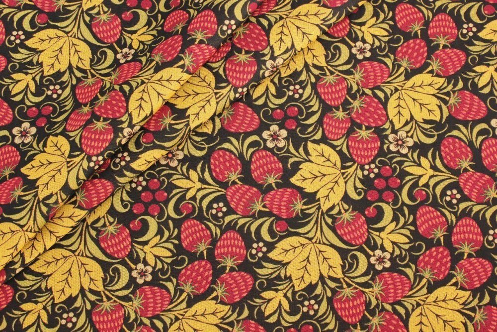 Ткань Хохлома зелёная