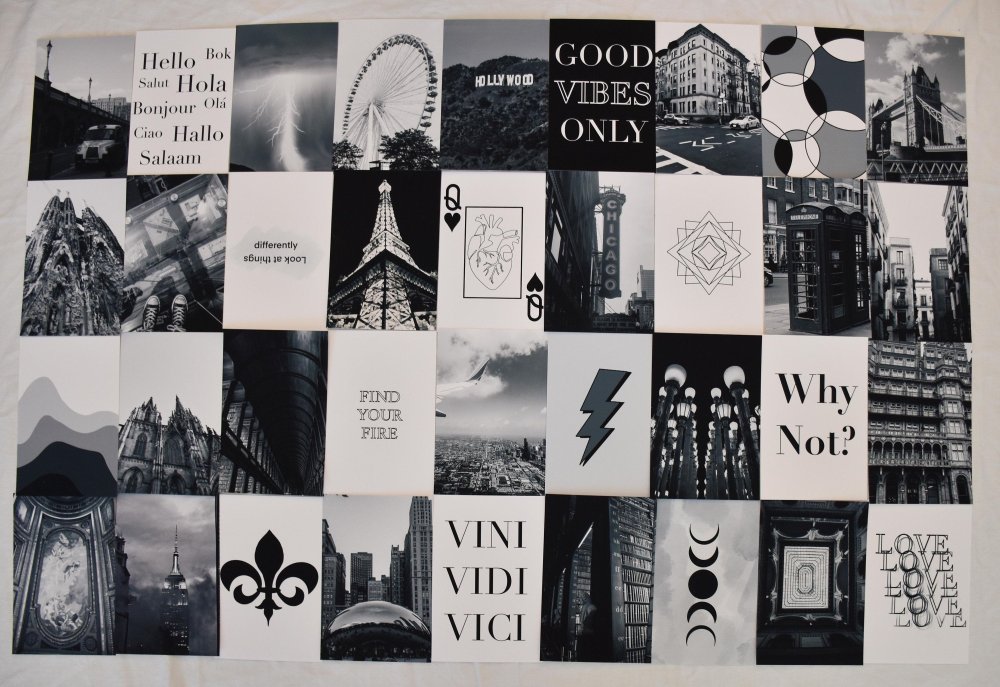 Чёрно белый коллаж на стену