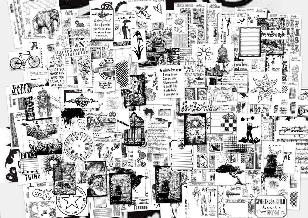 Черно белые коллажи для распечатки