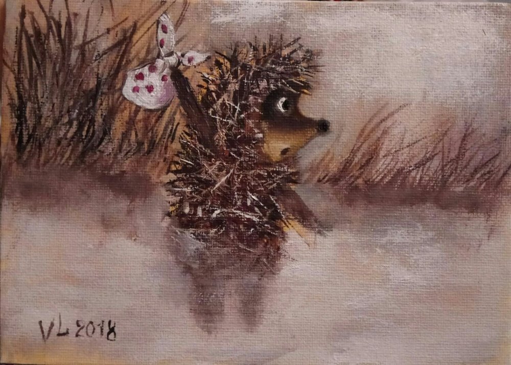 Ежик картина маслом