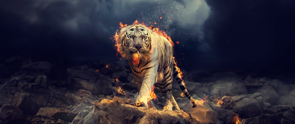 Фэнтези тигр в лесу