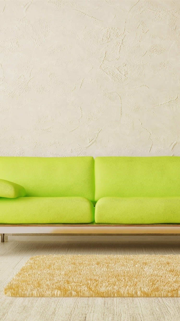 Бежевые стены зеленый диван