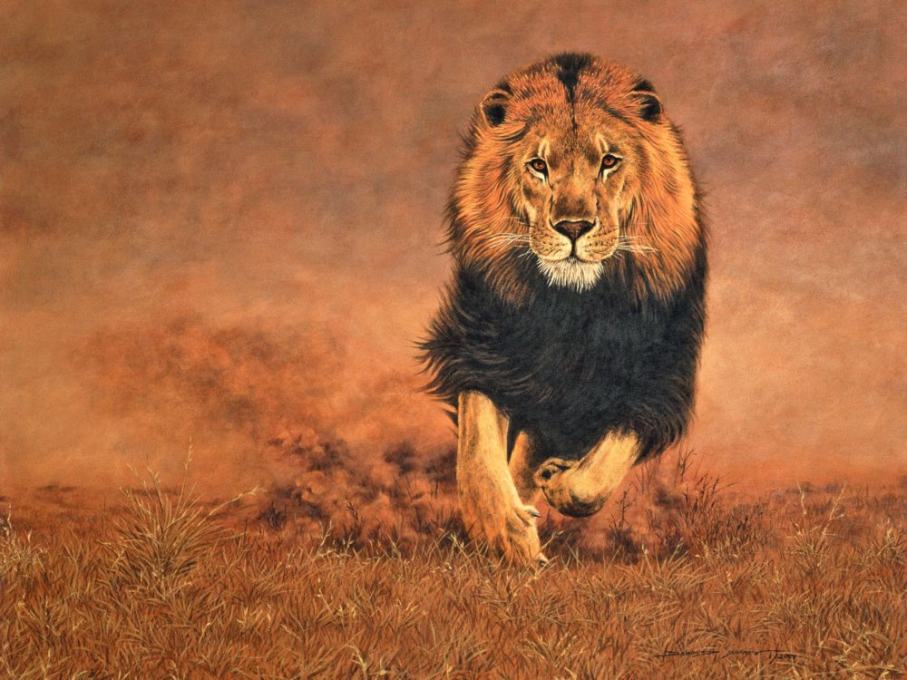 Лев в прыжке
