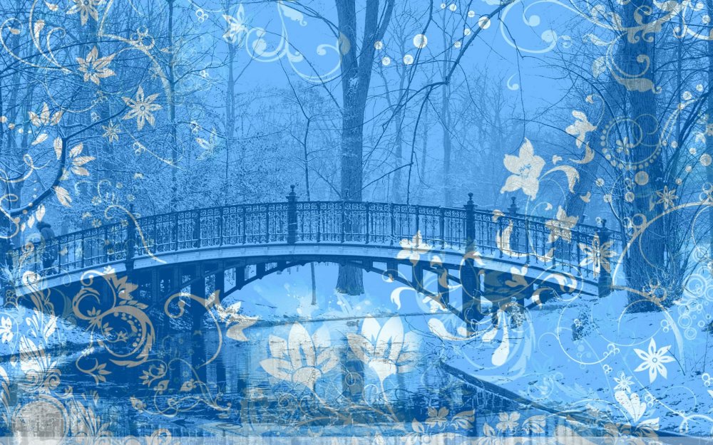 Синий зимний пейзаж