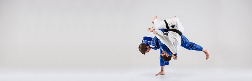 Дзюдоист на белом фоне