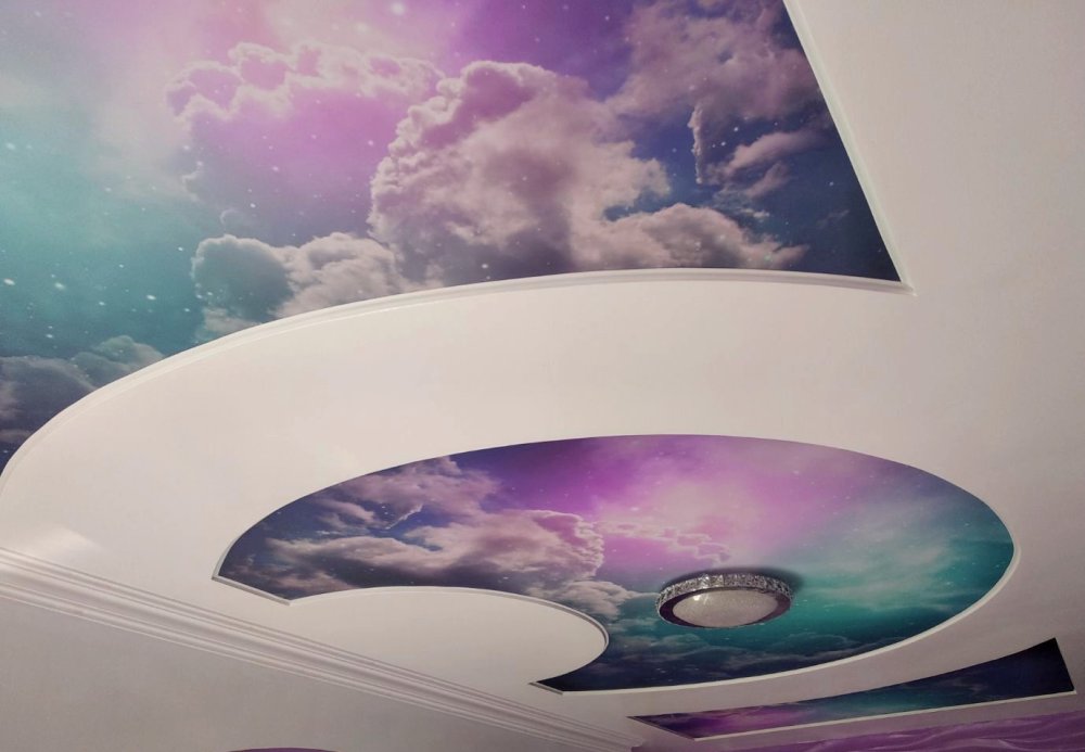 Натяжные потолки с фотопечатью для зала