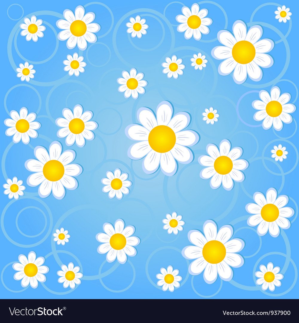 Фон зеленый с ромашками детский