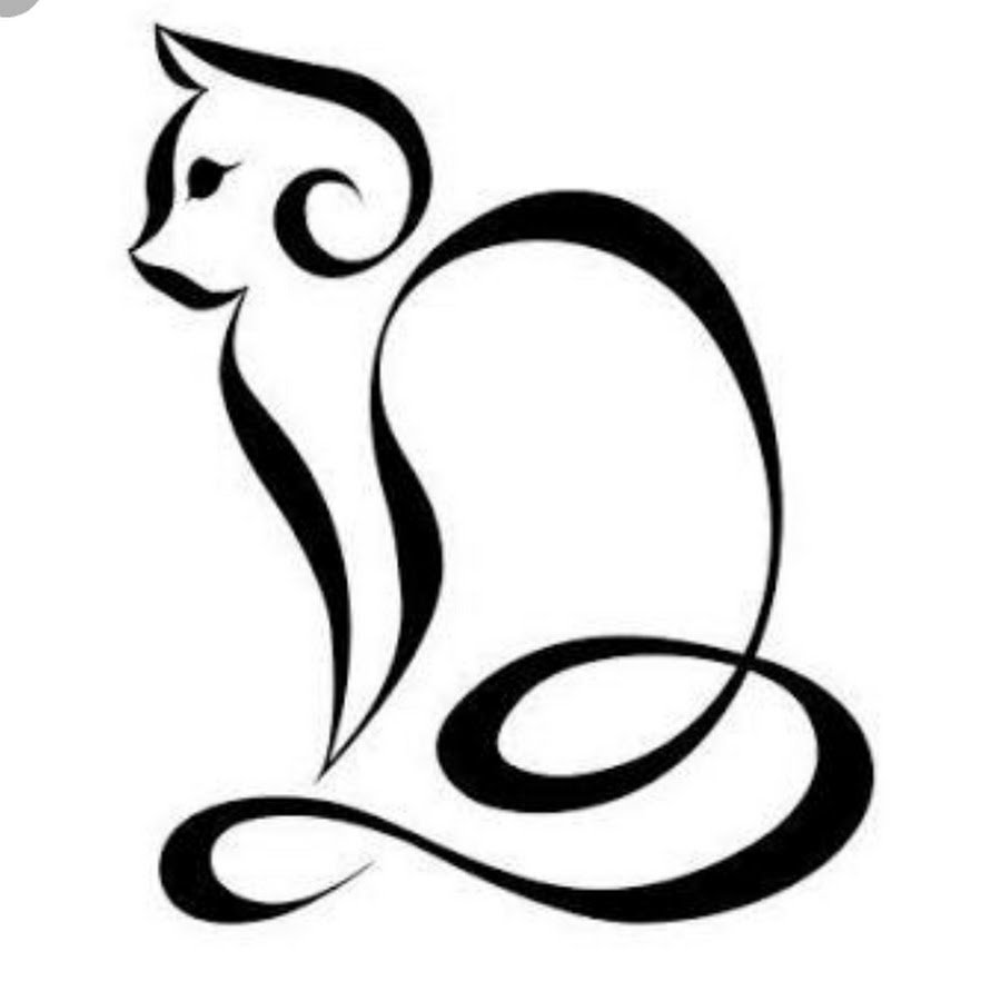 Силуэты кошек линиями