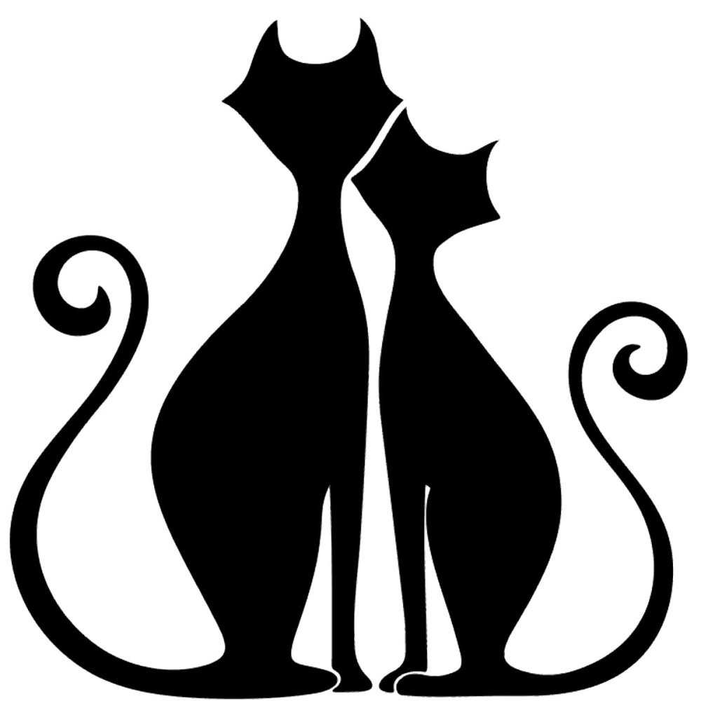 Силуэт двух кошек