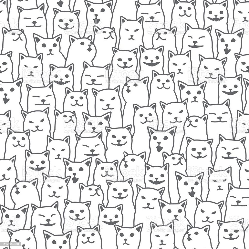 Черно белые паттерны с котами