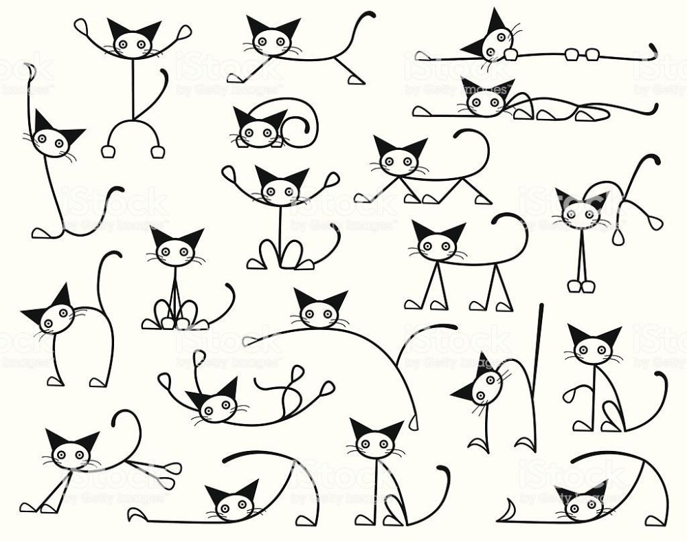 Позы кошек для рисования