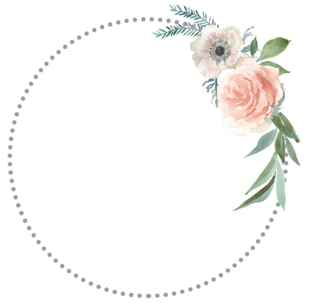 Круглая рамка с цветами акварель