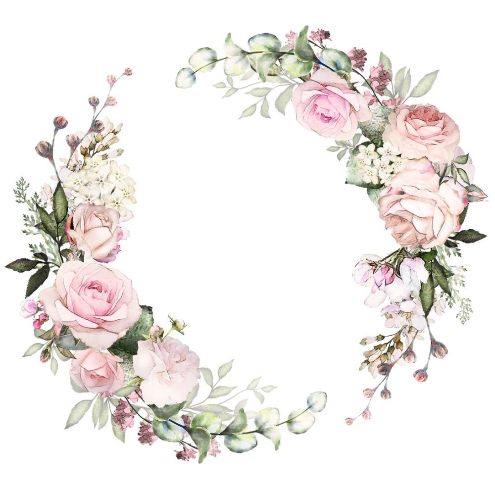 Рамка для надписи круглая с цветами