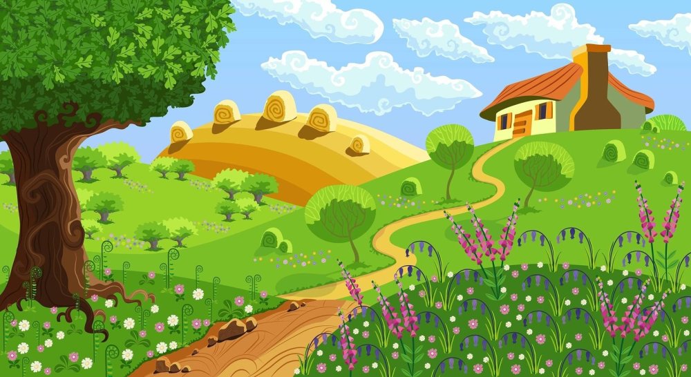 Дерево на полянке для детей