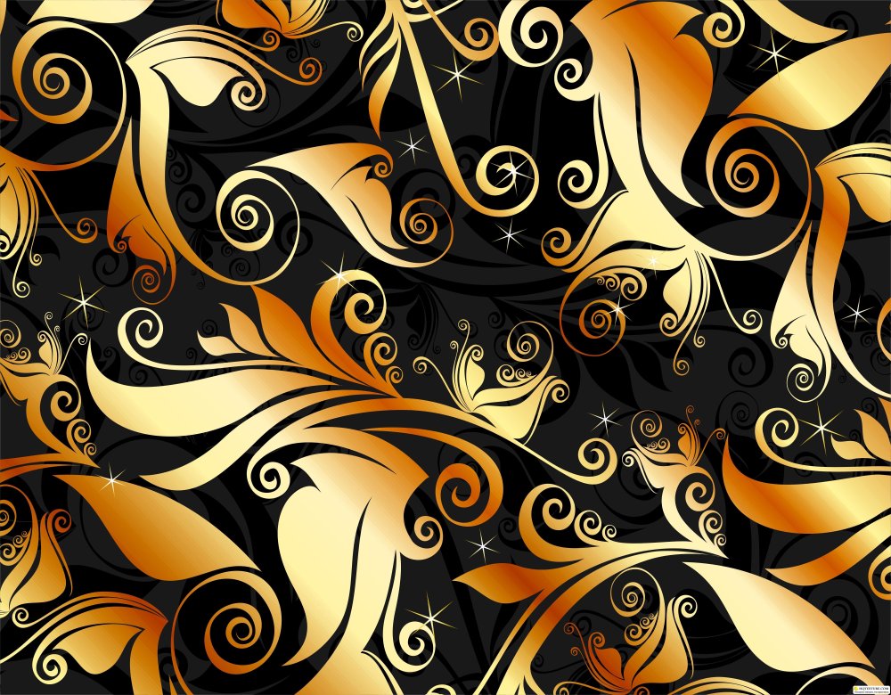 Черный фон с золотыми узорами
