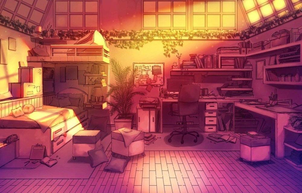 Аниме комната вечером
