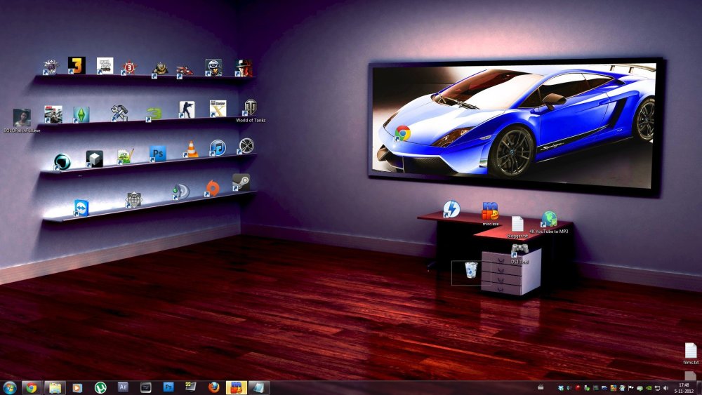 Красивое расположение значков на рабочем столе