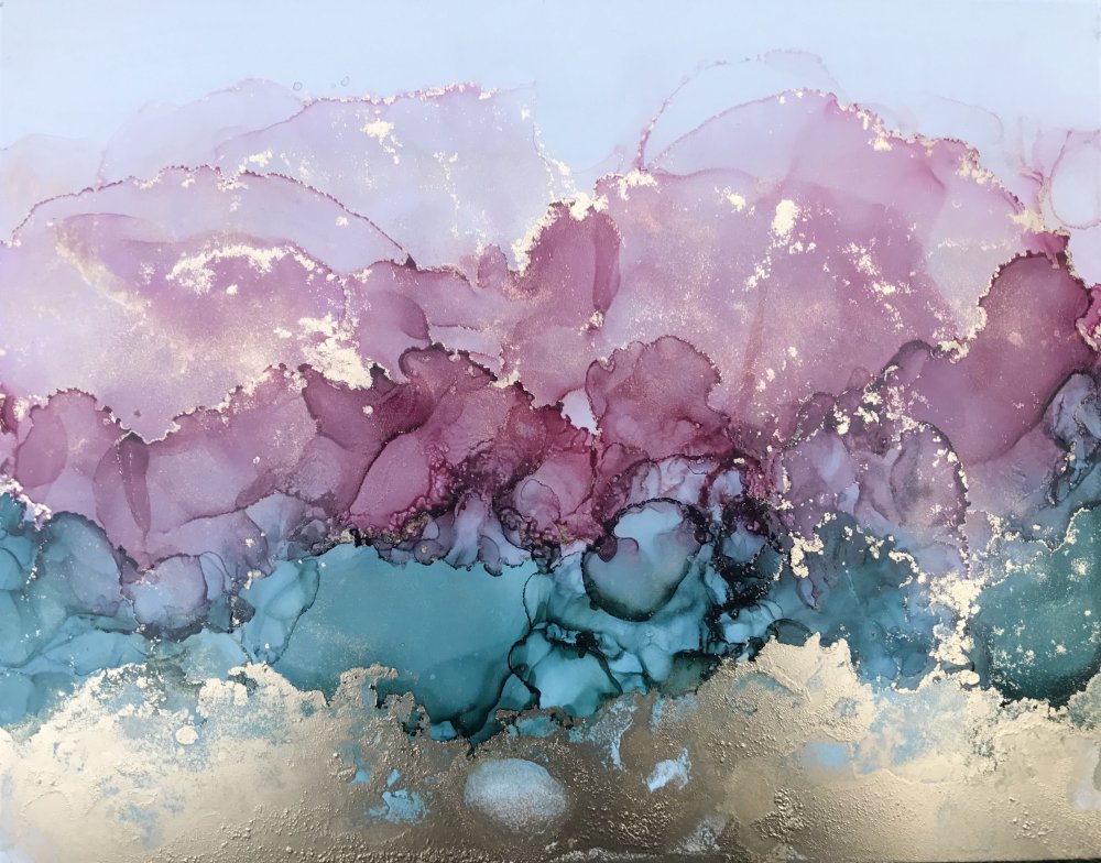 Флюид арт техника Deep Purple