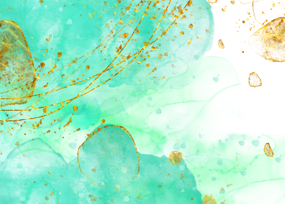 Золото на голубом фоне акварель