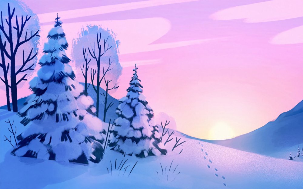 Сказочный зимний лес вектор