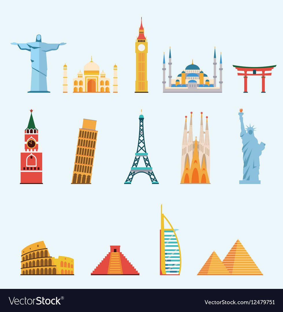 Коллаж достопримечательности мира вертикальный