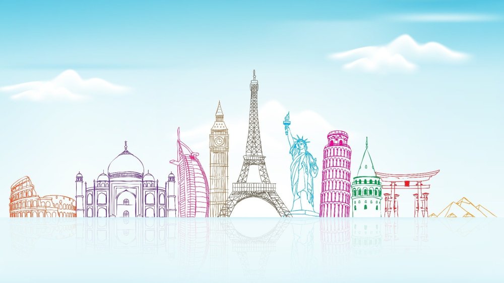 Фон достопримечательности мира рисунок