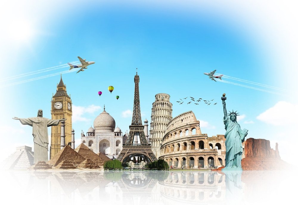 Достопримечательности на белом фоне