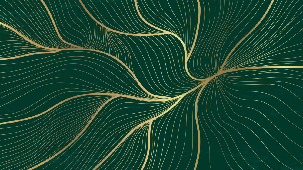 Изумрудный фон с золотыми линиями