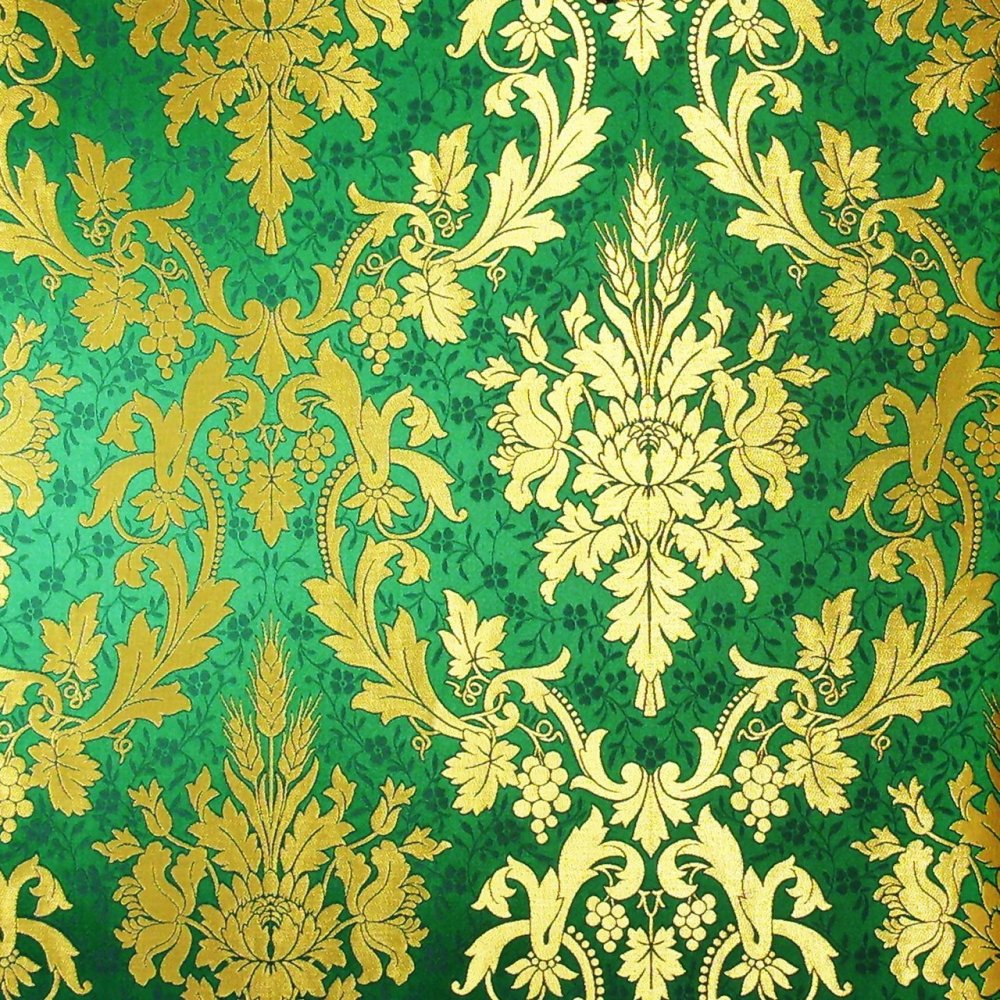 Обои зеленые с золотом