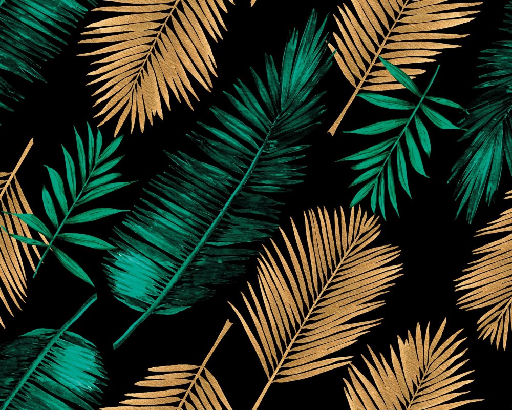 Gold and Green Palm leaves картина