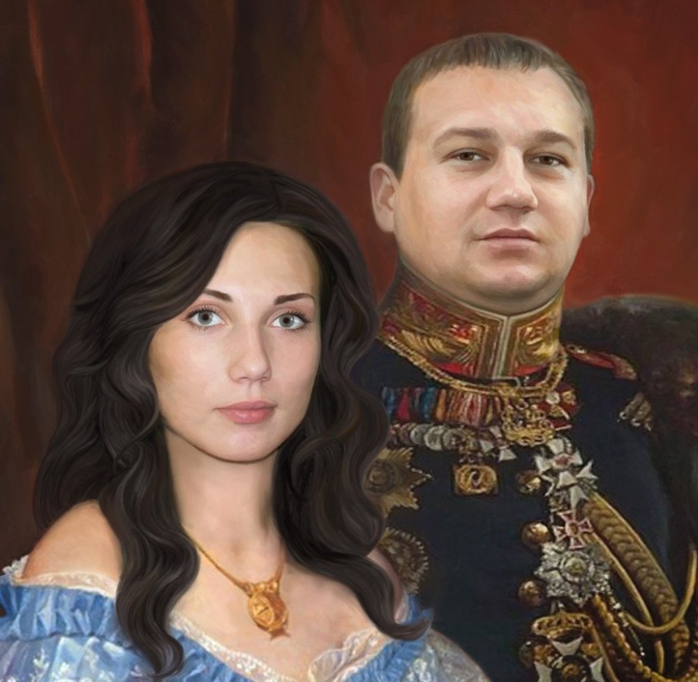 Семейный портрет на холсте