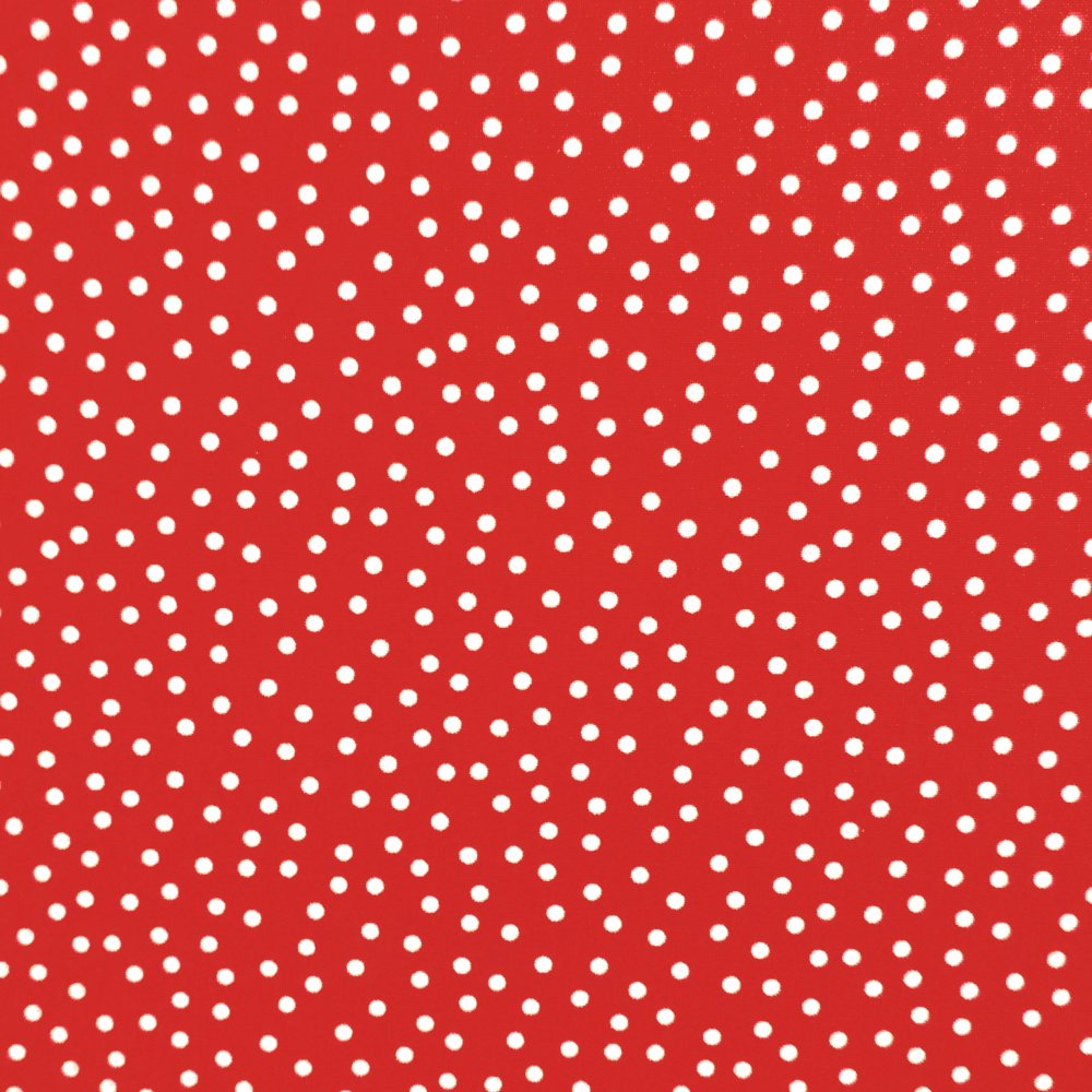 Красная ткань в горошек