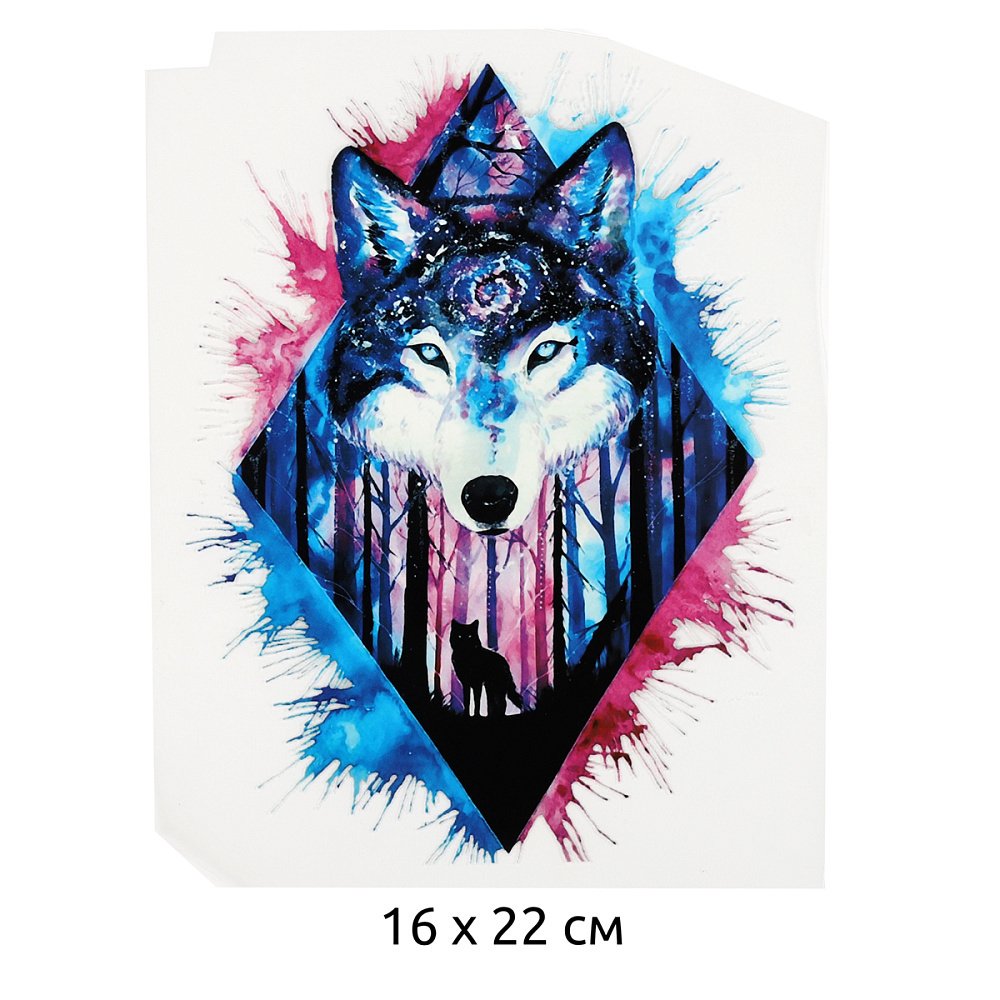 Тату волк цветной